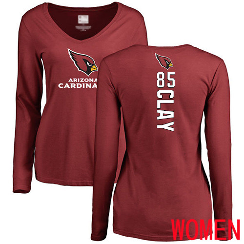 Arizona Cardinals Maroon Women Charles Clay Backer NFL Football #85 Long Sleeve T Shirt->nfl t-shirts->Sports Accessory